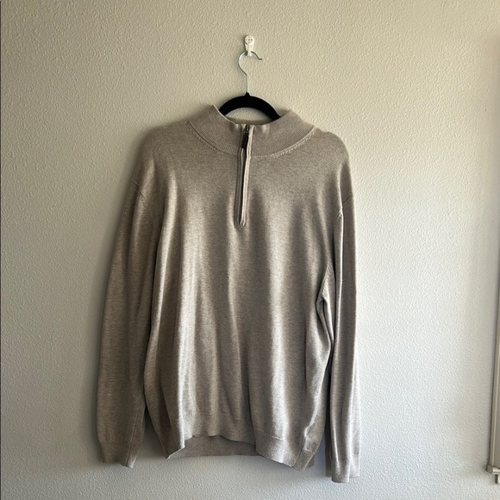 Roundtree & Yorke Cream Quarter Zip Sweater Classic Knit